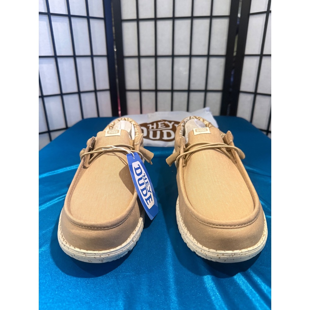 HEYDUDE Wally Stretch Canvas Tan Men's 11 Slip On Shoes NWT
